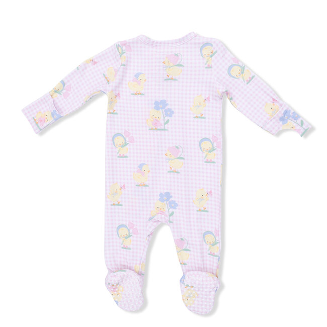 Angel Dear Vintage Spring Ducklings Pink | 2-Way Zipper Footie