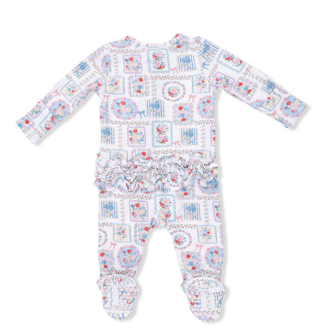 Angel Dear Julep's Floral Patchwork | 2-Way Ruffle Back Zipper Footie