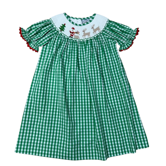 Three Sisters Christmas Time Smocked Bishop Dress