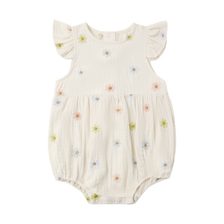 Rylee + Cru AMELIA ROMPER EMBROIDERED DAISIES