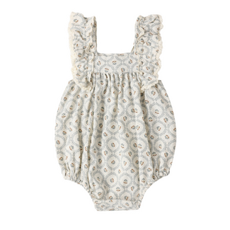 Rylee + Cru MAYA ROMPER GREEN FLEUR
