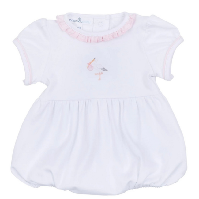 Magnolia Baby Vintage Stork S/S Girl Bubble