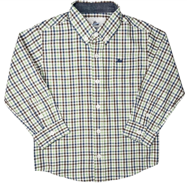 Southbound LS Dress Shirt Navy/Aspen Green