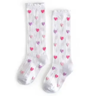 Little Stocking Co. Darling Hearts Scalloped Knee High Socks