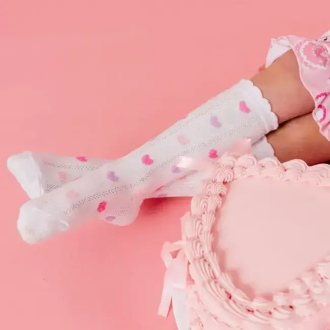 Little Stocking Co. Darling Hearts Scalloped Knee High Socks