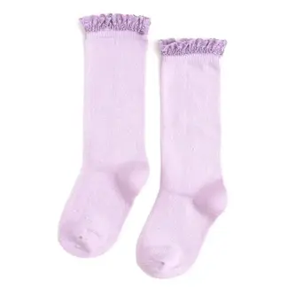 Little Stocking Co. Lilac Lace Top Knee High Socks