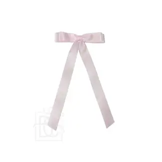 Beyond Creations 7/8" Satin Layered Tail Bow On Alligator Clip - Powder Pink