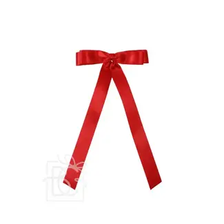 Beyond Creations 7/8" Satin Layered Tail Bow On Alligator Clip - Red