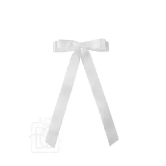 Beyond Creations 7/8" Satin Layered Tail Bow On Alligator Clip - White