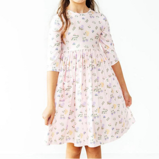 Mila & Rose Pastel Petals 3/4 Sleeve Pocket Twirl Dress