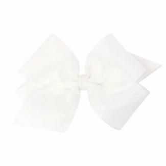 Wee Ones King Organza/Grosgrain Overlay Bow | White