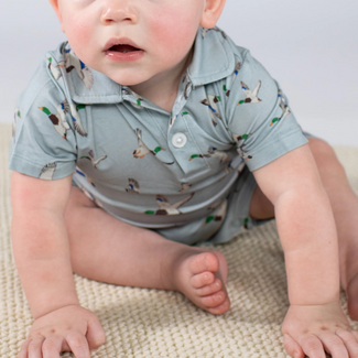 Goosies SS Polo Romper | Mallards
