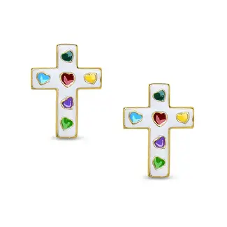 Lily Nily Cross Stud Earrings | White