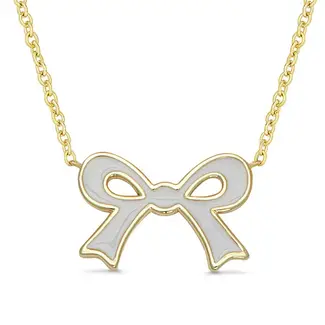 Lily Nily Flat Bow Necklace | White