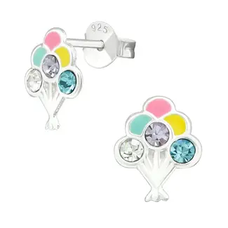 Lily Nily Balloons w/ Crystal Stud Earrings in Sterling Silver