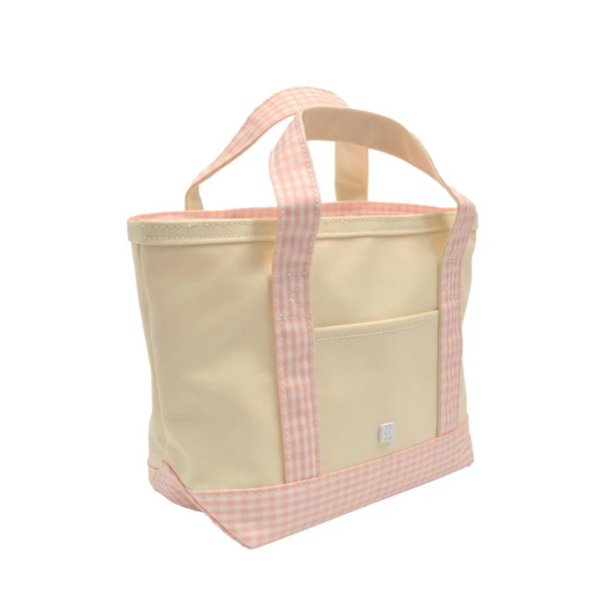 TRVL Design Mini Tote Coated Canvas | Natural with Gingham Taffy Trim