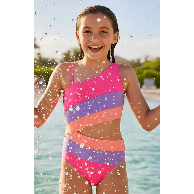 Limeapple Vivi Cutout Multicolor Stripe One Piece Swimsuit