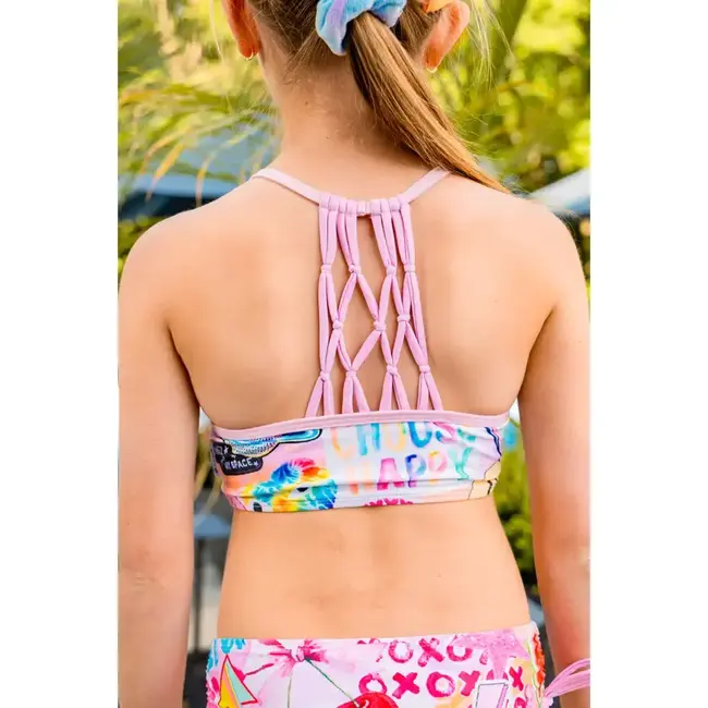 Limeapple Wren Printed Cropped Tankini Swimsuit