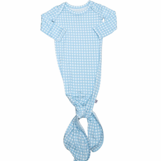 Goosies Knotted Gown | Gingham in Cottage Blue| 0-3M