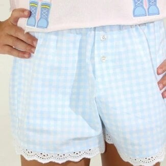 Paper Flower Gingham Lace Trim Boxer Short | YXL