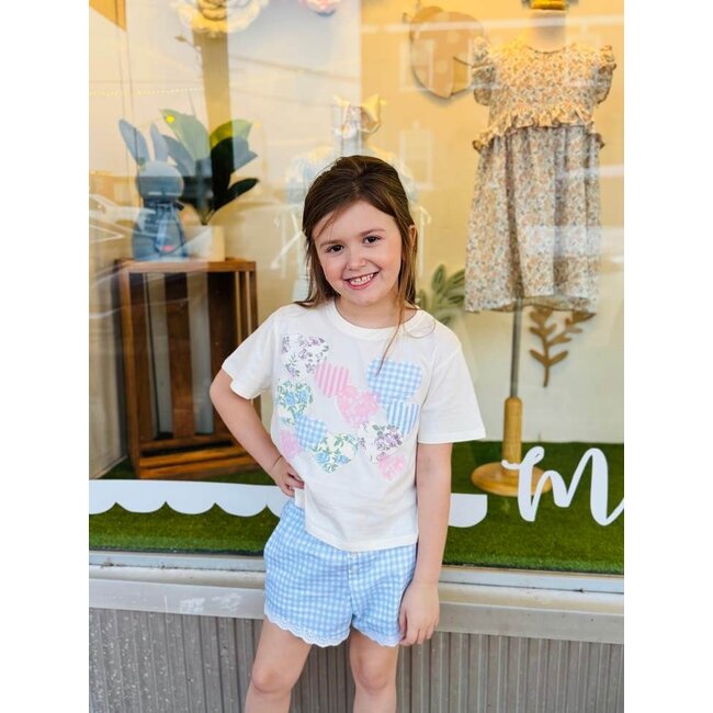 Paper Flower Gingham Lace Trim Boxer Short | YXL
