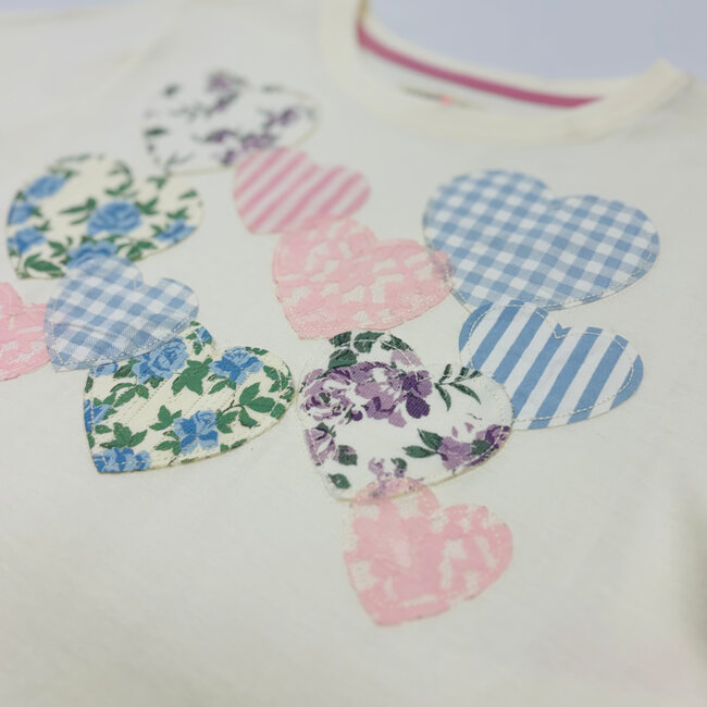 Paper Flower Hearts Appliques Top