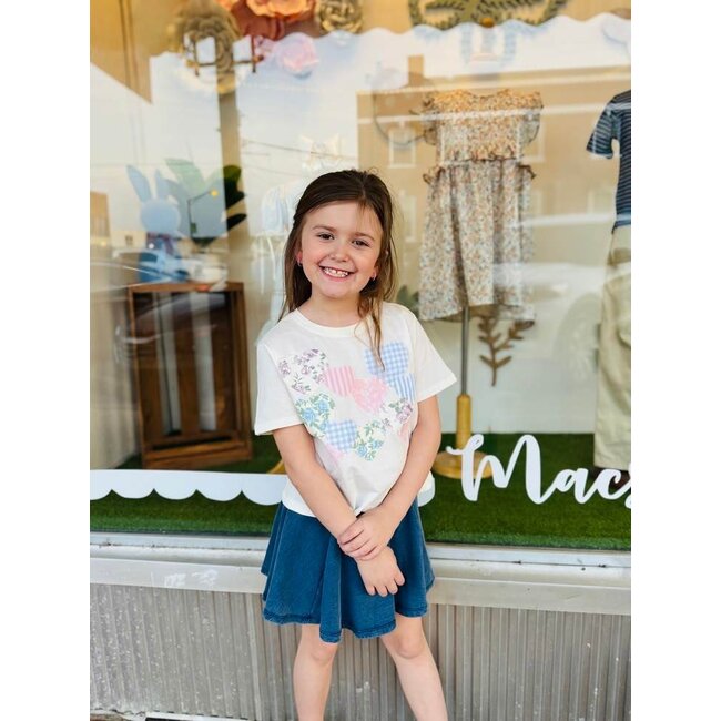 Paper Flower Denim Skort | Indigo