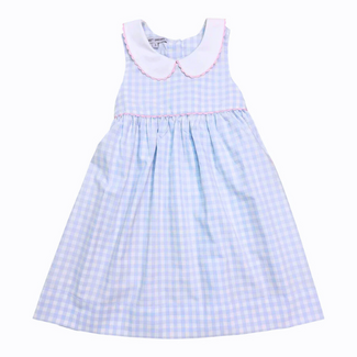 Sweet Dreams Pink Ric Rac Trim Blue Gingham Dress