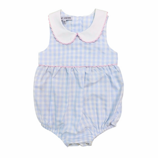 Sweet Dreams Pink Ric Rac Trim Blue Gingham Bubble