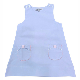 Sweet Dreams Bow Pocket Sleeveless Blue Dress