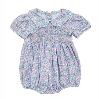 Sweet Dreams Lily Printed Smocked SS Collar Bubble