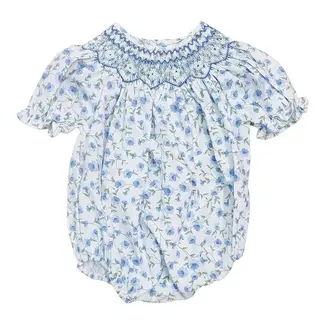 Sweet Dreams Glory Blue Floral Smocked Bubble