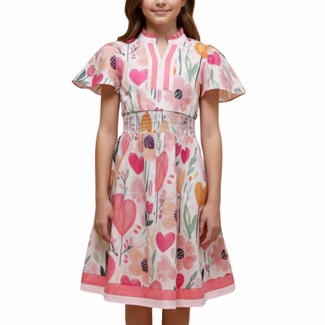 Hayden Girls Floral Print Contrast Banded Poplin Dress