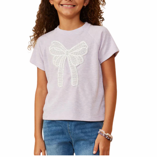 Hayden Girls Pearl Ribbon Patch Knit Top