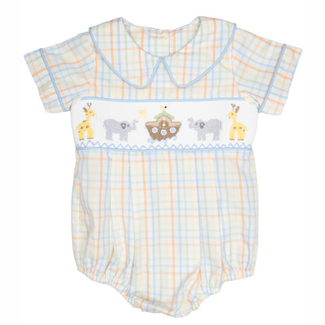 Banana Split Noah's Ark Smocked Boys Bubble
