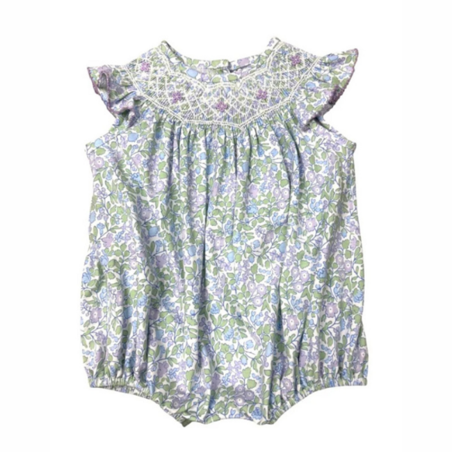 Three Sisters Lilac Floral Smocked Geo A/S Bubble