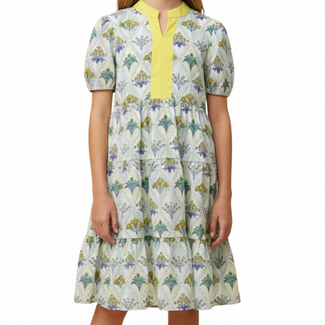 Hayden Girls Floral Block Print Contrast Collar Dress
