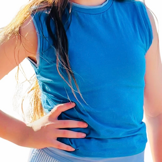 Good Girl Two Tone Sleeveless Layered Top | Blue