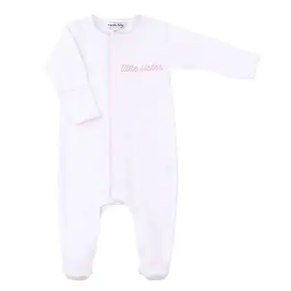 Magnolia Baby Little Sister Embroidered Footie