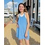 Good Girl Mineral Wash Mini Dress with Inner Romper | Denim Blue