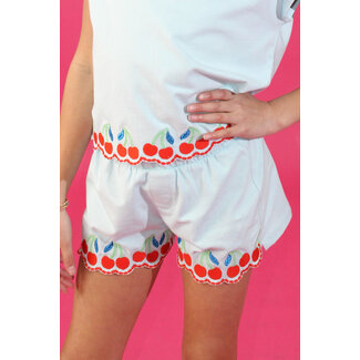 Paper Flower Cherries Embroidered Hem Set