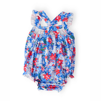 Mila & Rose Freedom Flowers Ruffle Cross Back Romper