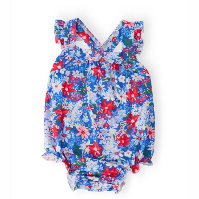 Mila & Rose Freedom Flowers Ruffle Cross Back Romper