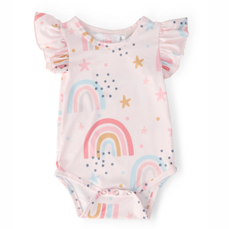 Mila & Rose Over the Rainbow Short Sleeve Flutter Bodysuit