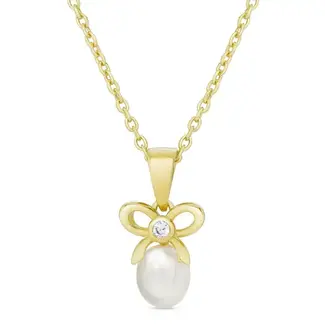 Lily Nily CZ Bow and Freshwater Pearl Pendant