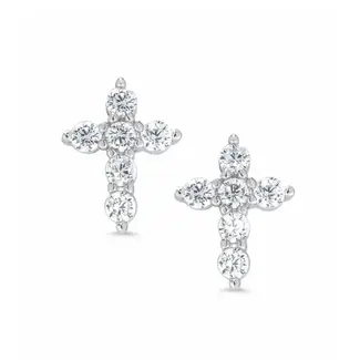 Lily Nily CZ Cross Stud Earrings in Sterling Silver