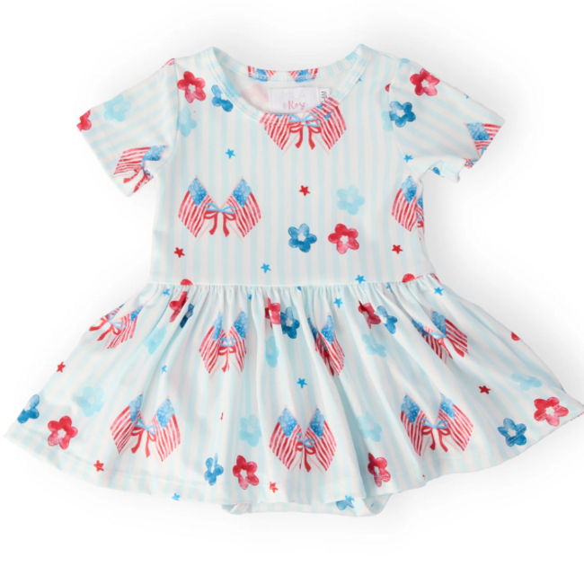 Mila & Rose Home of the Brave Short Sleeve Twirl Bodysuit