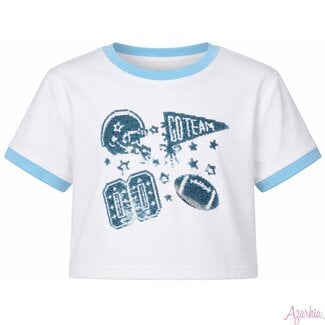 Azarhia Sequin Football Boxy Tee | Light Blue