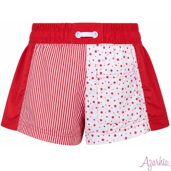 Azarhia Stars & Stripes Color Block Shorts | Red