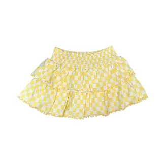 Paper Flower Smocked Waistband Checkered Skort | Afterglow